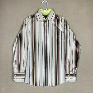 Roar Shirt Adult Large Brown Striped Long Sleeve Preppy‎ Original Mens